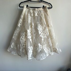 Ivory Floral Organza Skirt by Yoana Baraschi